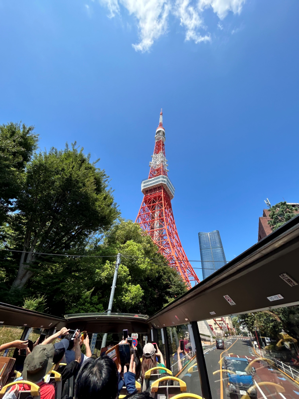 はとバスのオープンバスからみた東京タワー